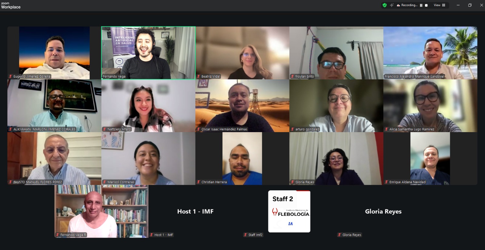 Participantes de una formación anterior reunidos por Zoom